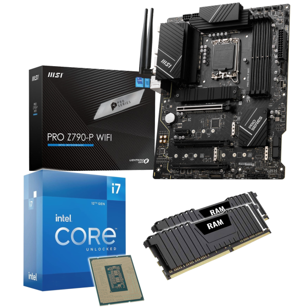 Kit d'évolution PC: MSI Pro Z790-P WIFI | Intel Core i7-12700KF 12x 3.60GHz | 16Go DDR5