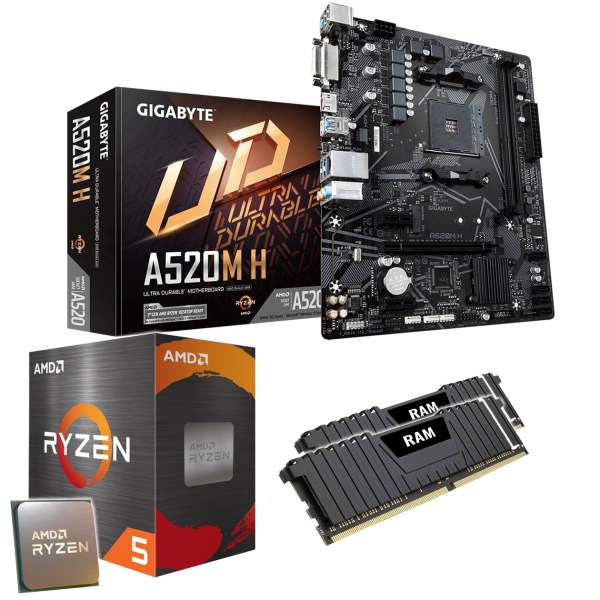 Kit d'évolution PC: GIGABYTE A520M H | AMD Ryzen 5 5600G 6x 3.90GHz | 16Go DDR4 | AMD Radeon Graphique