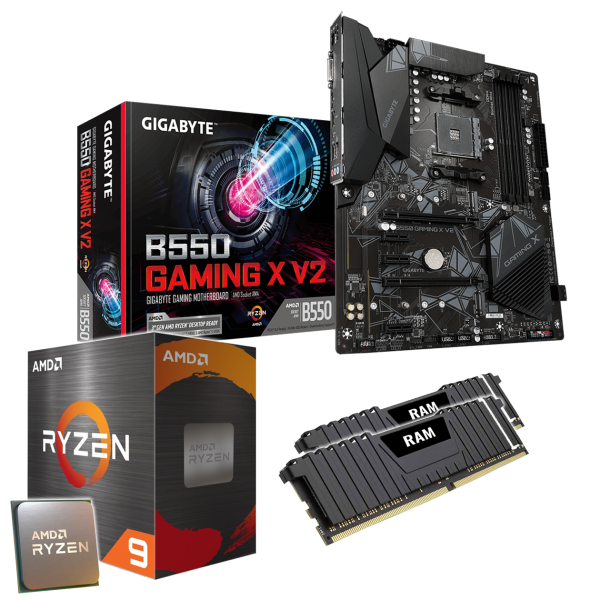 Kit d'évolution PC: GIGABYTE B550 Gaming X | AMD Ryzen 9 5900X 12x 3.70GHz | 16Go DDR4