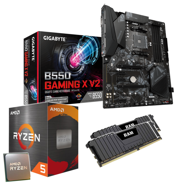 Kit d'évolution PC: GIGABYTE B550 Gaming X | AMD Ryzen 5 5600X 6x 3.70GHz | 16Go DDR4