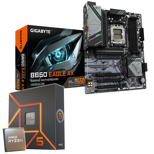 Kit d'évolution PC: GIGABYTE B650 Eagle AX WIFI | AMD Ryzen 5 7600X 6x 4.70GHz | 16Go DDR5