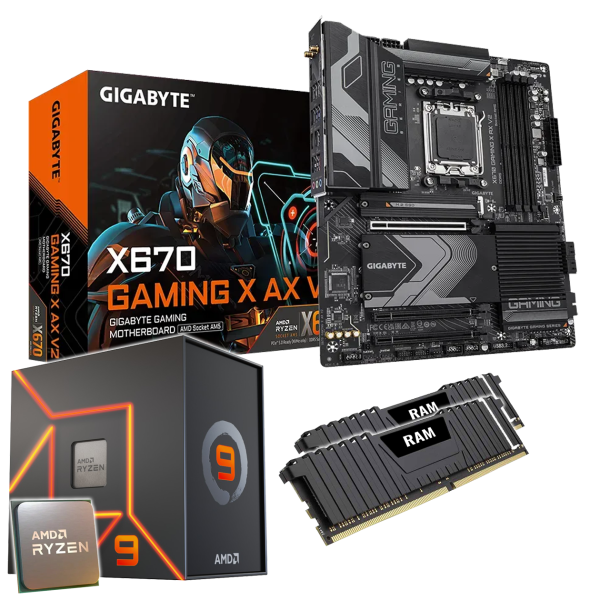 Kit d'évolution PC: GIGABYTE X670 Gaming X AX WIFI V2 | AMD Ryzen 9 7950X3D 16x 4.20GHz | 32Go DDR5