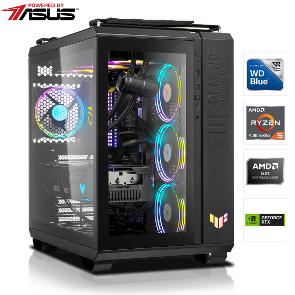 PC GAMER | AMD Ryzen 5 7500F 6x3.70GHz | 16Go DDR5 | RTX 4060 8Go DLSS 3 | 1To M.2 SSD - Powered by ASUS