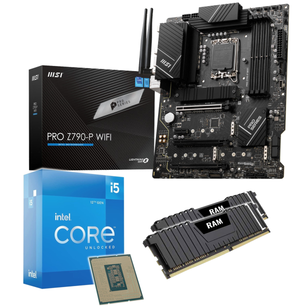 Kit d'évolution PC: MSI Pro Z790-P WIFI | Intel Core i5-12400 6x 2.50GHz | 16Go DDR5 | Intel UHD