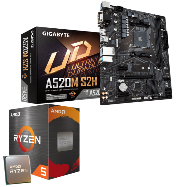 PC Aufrüstkit: GIGABYTE A520M S2H - AMD Ryzen 5 5600X 6x 3.7 GHz